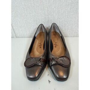 Ros Hommerson Bonze Metallic Brown Low Wedge Kitten Heel Shoes 7 medium